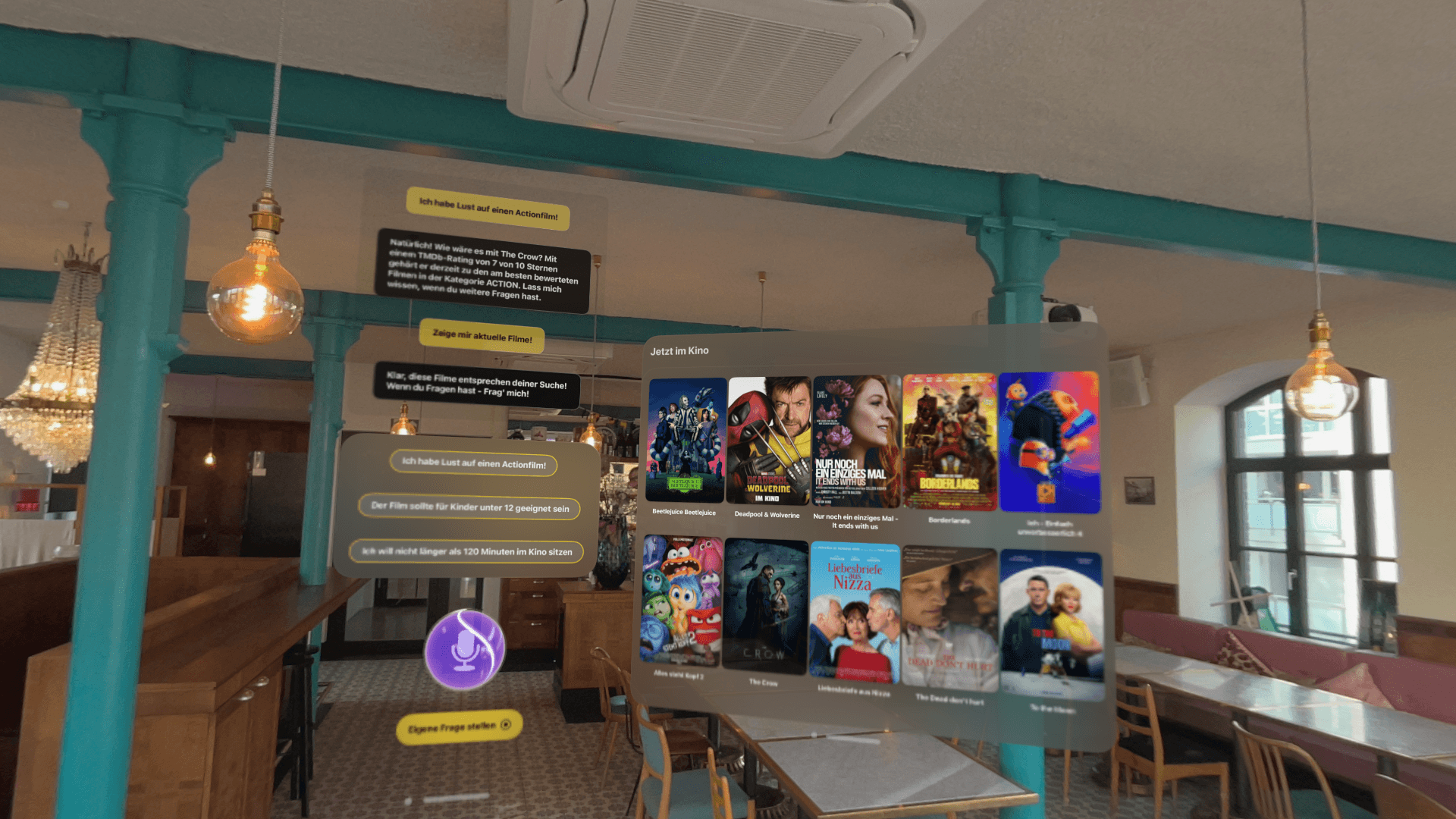 Anwendung Kinoticketbuchung mit Apple Vision Pro