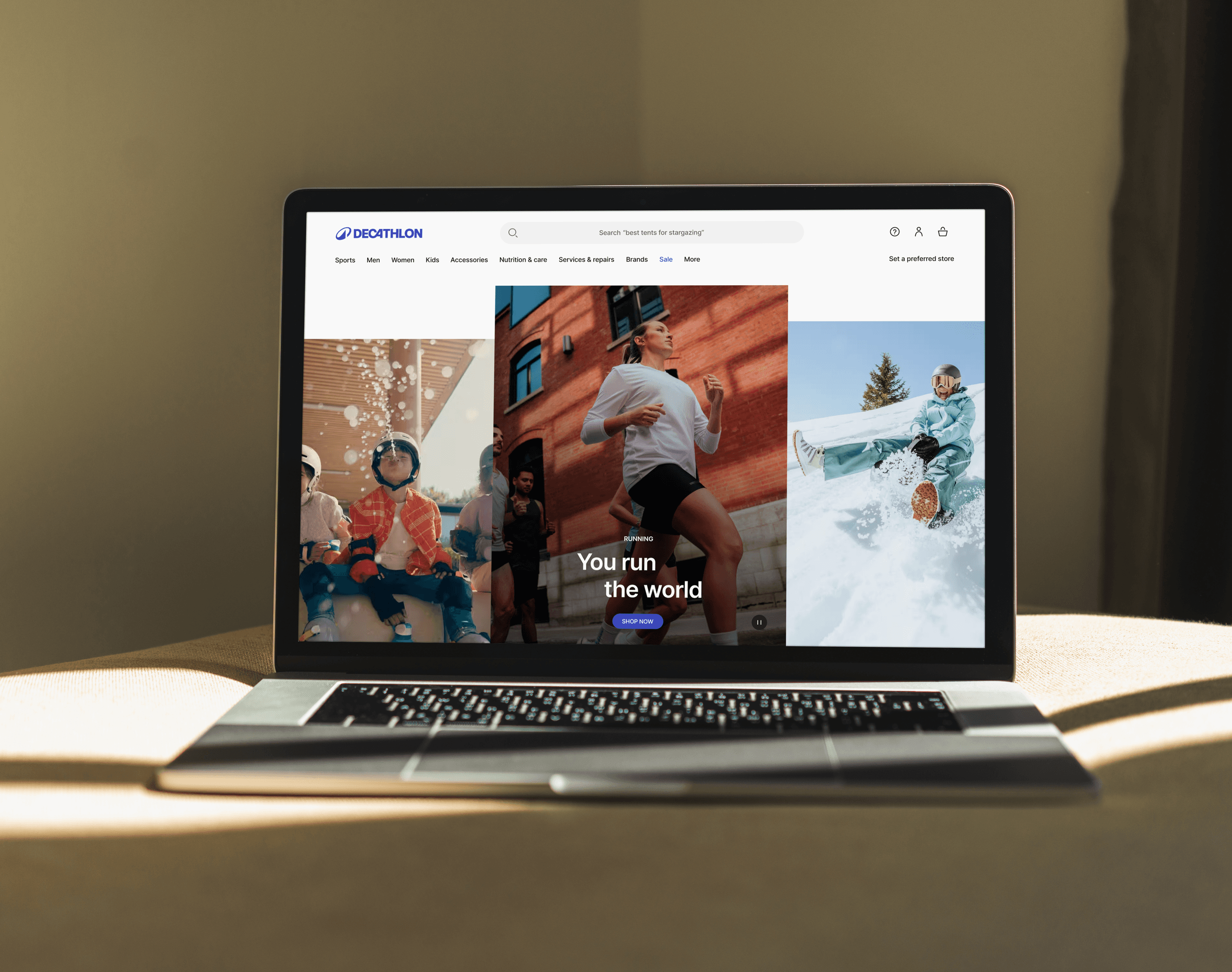 Decathlon Website auf Laptop